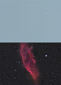 Before and After processing the California Nebula from my backyard 