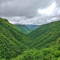 Before I awoke today I was there Green valley of no people beneath the cloudy sky - at Shillong India x