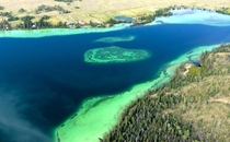 Big Bar Lake from the air located  miles East of  Mile House British Columbia Canada
