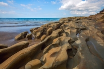 Bizarre Ocean-Eroded Rock Formation Takapuna Beach Auckland 