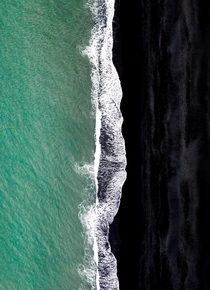 Black sand beach in Iceland  seen from above  - more of my abstract landscapes on insta glacionaut