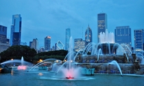 Blue hour at the Buckingham Fountain in Grant Park Chicago 