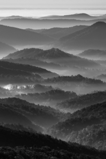 Blue Ridge Mountains North Carolina black and white 