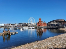 Blue skies above Cardiff Bay Wales