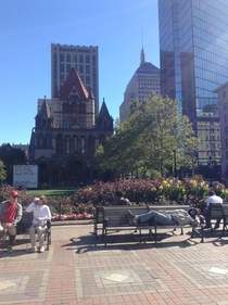 Boston church glass flowers bench sleeper 