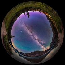 Bow Lake by Night Panorama Spherical