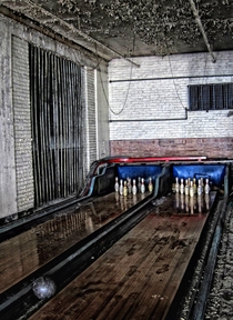 Bowling alley in abandoned lace factory Scranton PA 