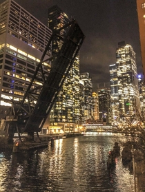 Bridge lifted in Chicago Illinois Taken tonight  