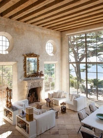 Bright amp Airy  million Mediterranean estate in Malibu w Antique Limestone Fireplace Stone Portals Reclaimed Limestone Floors and Opus Sectile Inlays 