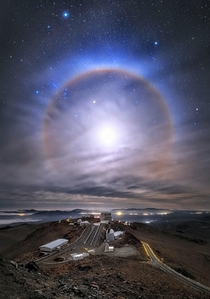-Brilliant Halo at La Silla- A spectacular lunar halo  known as a  halo  formed in the sky above ESOs La Silla Observatory