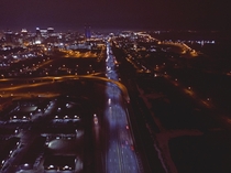 Buffalo NY Aerial night view I- from the NorthWest looking Downtown