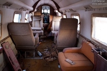 Cabin of an abandoned private jet 