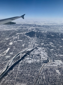 Calgary Alberta frozen over in the winter