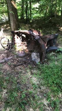 Came across this truck in the woods behind my house while walking the pup