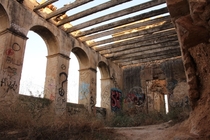 Camped out near Barcelona inside this abandoned fortified farmhouse from year 
