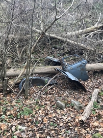 Car left to rot in the woods Ontario Canada 