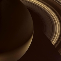 Cassini Spacecraft captured this view of Saturns north side The southern hemisphere is lit by sunlight reflecting off the rings