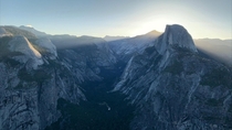 Caught a beautiful sunrise in Yosemite this morning from Glacier Point lookout 