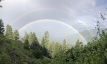 Caught a double rainbow on top of Eckler Mountain in the Umatilla National Forest Washington 