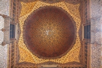 Ceiling inside of Alhambra in Grenada Spain 