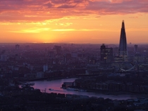 Central London at sunset - from the Docklands 