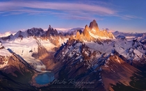 Cerro Torre and Mount Fitzroy massifs  the Andes 