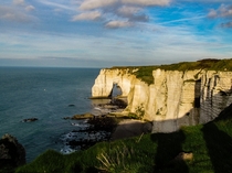 Chalk cliffs in Normandy Etretat France 