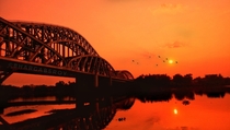 Chasing sunsets Silhouette Jubilee Bridge West BengalIndia 