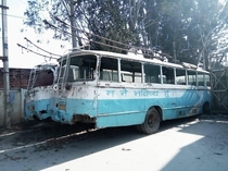 Check out this abandoned electric bus in Kathmandu Nepal that reads I am the Future in Nepali