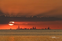 Chicago at sunset as viewed from across Lake Michigan x - Barry Butler Photography