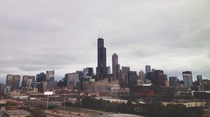 Chicago skyline before rain