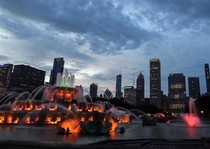 Chicagos Buckingham Fountain on Independence Day