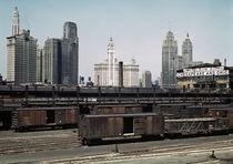 Chicagos skyline with the South Water Street Freight Terminal in the foreground 