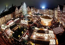 Christmas Market on Roemerberg Square in Frankfurt Germany 