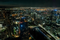 City lights along the Yarra river Melbourne