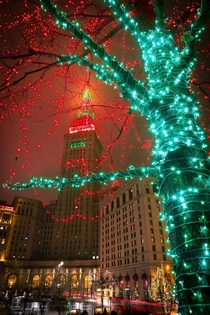 Cleveland Ohio lit up for Christmas