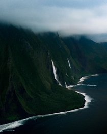 Cliffs of Molokaii from a helicopter 