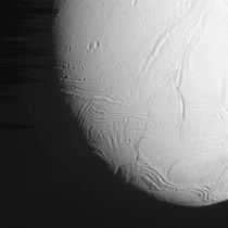 Close View of Saturns Moon Enceladus From Oct  Flyby 