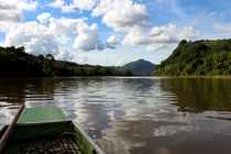Cloud reflections from the river Nong Khiaw Laos 