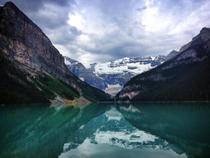 Cloudy reflection on Lake Louise 