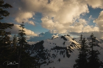 Cloudy sunset high in the North Cascades x