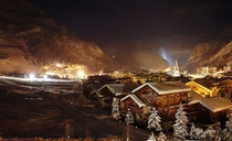Cold winter night in Val-dIsre France 
