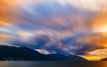 Colorful long exposure sunset captured  Sognefjorden Norway 