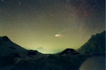 Comet Hale-Bopp over Val Parola Pass in Italys Dolomite mountains in  