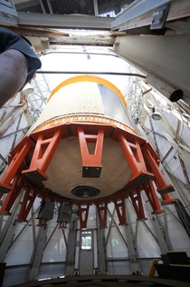 Composite Cryotank Loaded into Test Stand at NASAs Marshall Space Flight Center x