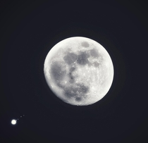 Composite image of The Moon and Jupiter