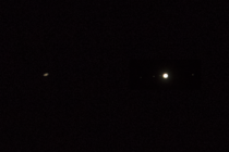 composite of Saturn and Jupiter with its four moons mm reflex lens w x teleconverter on Sony aii