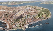 Constantinople capital of the Byzantine Empire Reconstructed view of the Great Palace region circa s