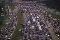 Contraflow lanes in use outside of Houston TX during Hurricane Rita in  The largest evacuation in US history 