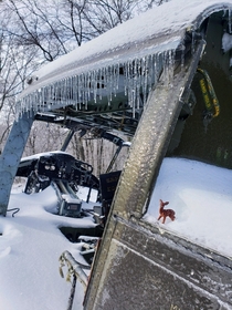 Crashed army helicopter reclaimed by the ice 
